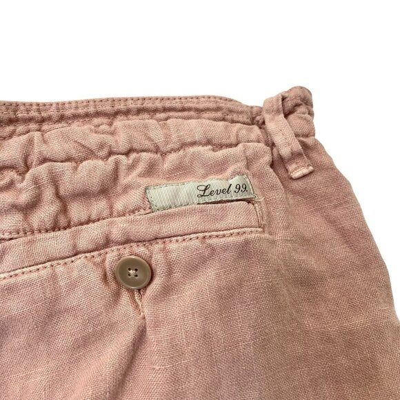 Level 99 100% Linen Utility Shorts Drawstring Pockets Breathable Pink size 27 - Picture 6 of 8